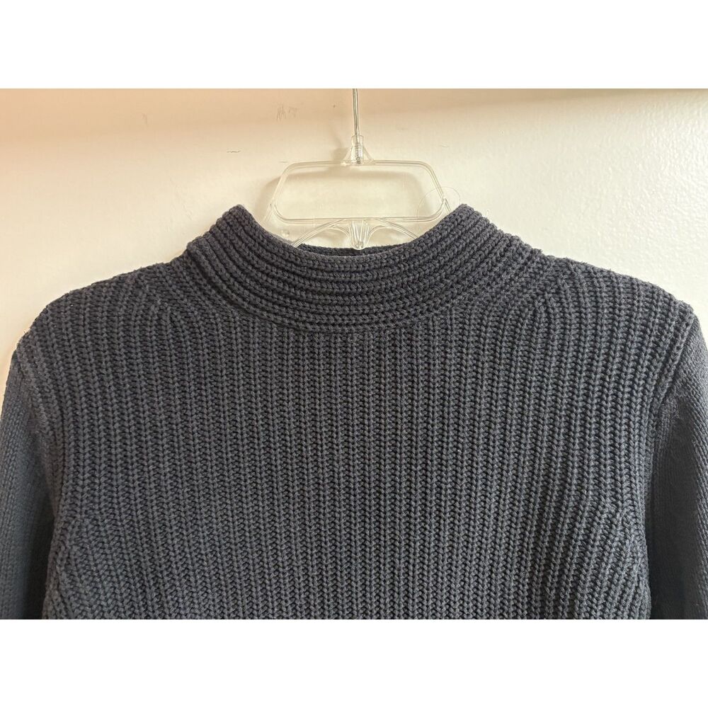 Banana Republic Cotton Ribbed Knit Crop Sweater Black Mock Neck Pullover Basic S - Picture 3 of 8